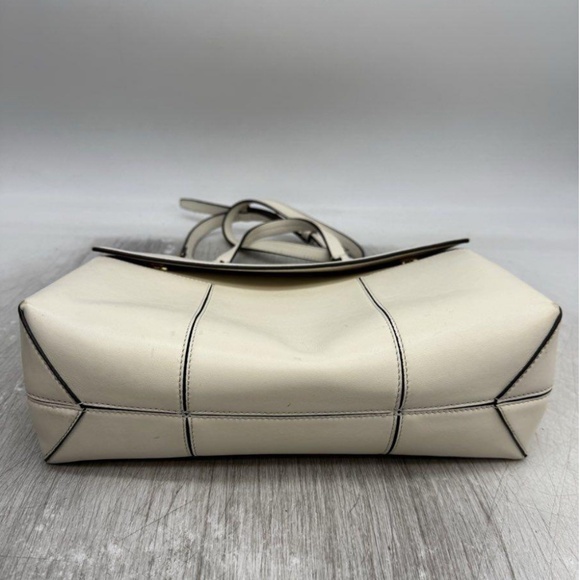 Tory Burch Block T Satchel, New Ivory | Costco Tory Burch Block T Leather Satchel Ivory